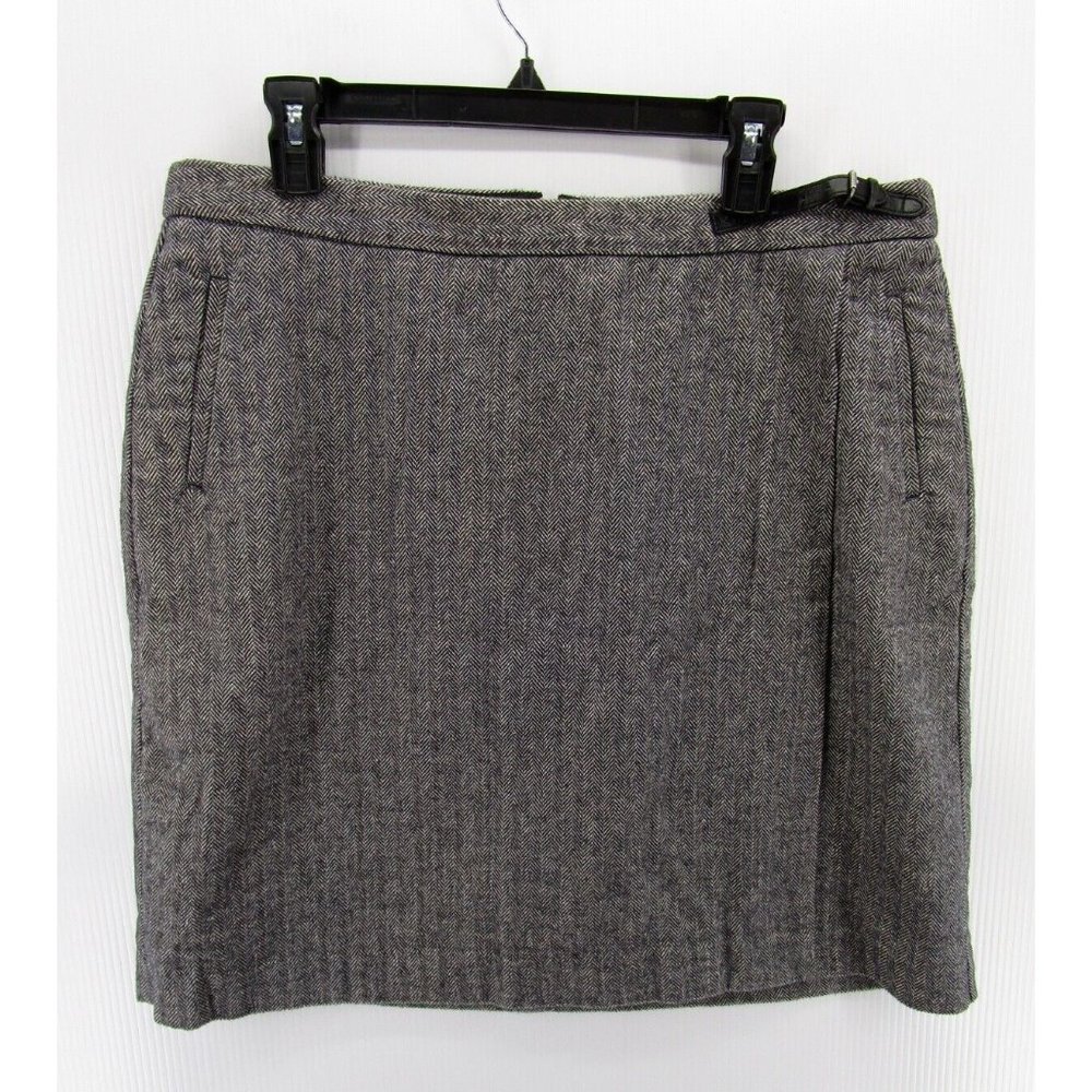 LL Bean Skirt 16 Mini Wrap Classic Fit Buckle Lined Zip Preppy Knit